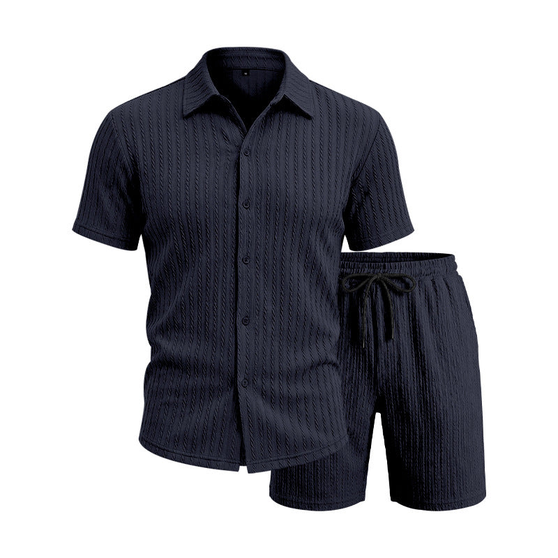 Loose Jacquard Casual Home Wear Short-Sleeve Top And Shorts Set