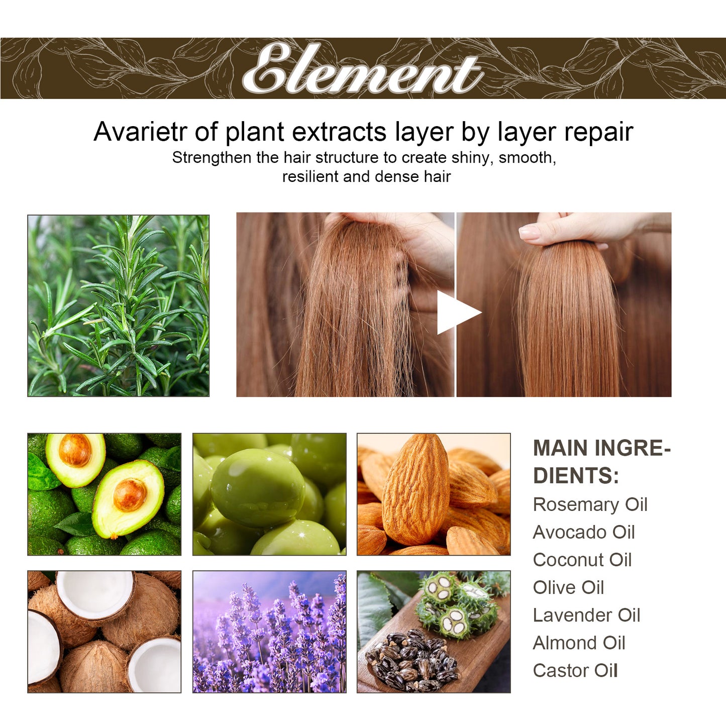 EELHOE Rosemary Dense Hair Essential Oil Repair Hair Damage, Prevent Hair Loss, Smooth Hair, Nourish Hair Care Oil