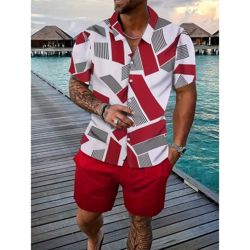New Solid-color Mens Shirt Set