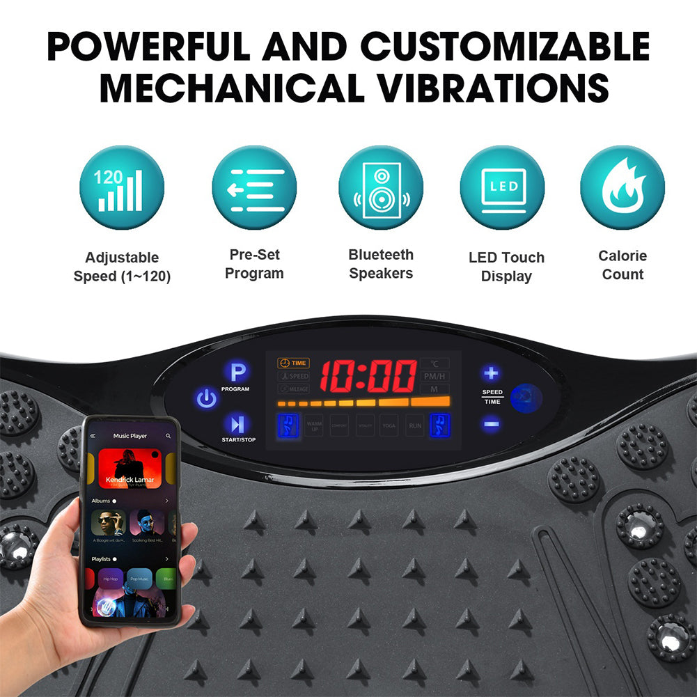 Vibration Plate Exercise Machine Bluetooth-Compatible Rhythm Full Body Shaker Adjustable Speed Weight Loss Fat Shaking Machines