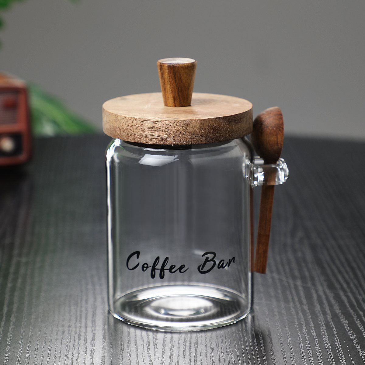 1 Pcs 18.5 OZ Glass Coffee Jars With Spoons, Candy Jars, Biscuit Jars, Storage Jars, Tea Jars, Snack Jars, Seasoning Jars, Salt Jars, Pepper Jars