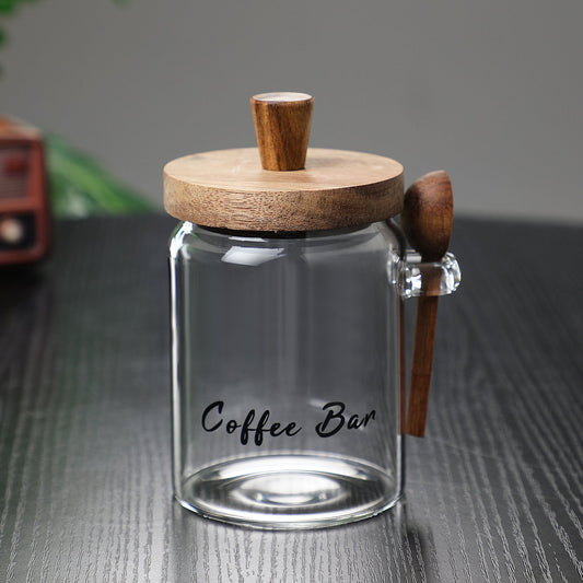 1 Pcs 18.5 OZ Glass Coffee Jars With Spoons, Candy Jars, Biscuit Jars, Storage Jars, Tea Jars, Snack Jars, Seasoning Jars, Salt Jars, Pepper Jars