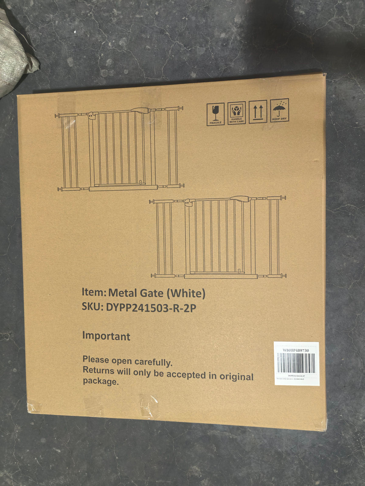 2 Pack 29.5-44.1" Wide Baby Gate for Stairs, Dog Gate Indoor for Doorways, No Drilling Pressure Mounted Pet Gates for Kids, Easy Walk Through Safety Gate, White