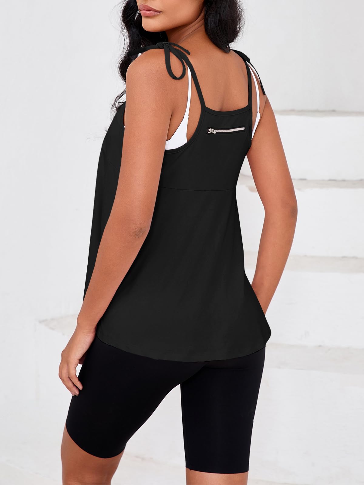 Fisoew Womens Workout Tank Tops Sleeveless Scoop Neck Racerback Loose Summer Active Running Gym Babydoll Shirts