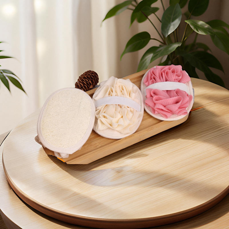 Loofah Sponge Ball Bath Scrubber Cleaning Washcloth For Bathing