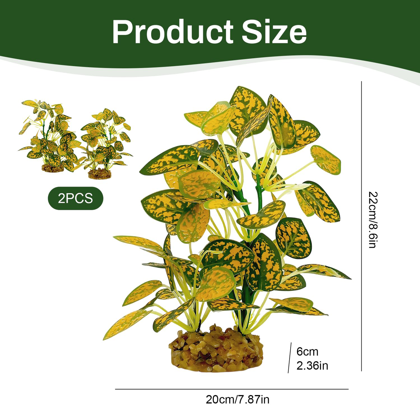 Silk Aquarium Plants 2-Pack, 8.6-inch Artificial Aquarium Silk Plants -  Simulated Fish Habitat Decor, Safe Silk Plants For Aquariums Fish Fishbowl