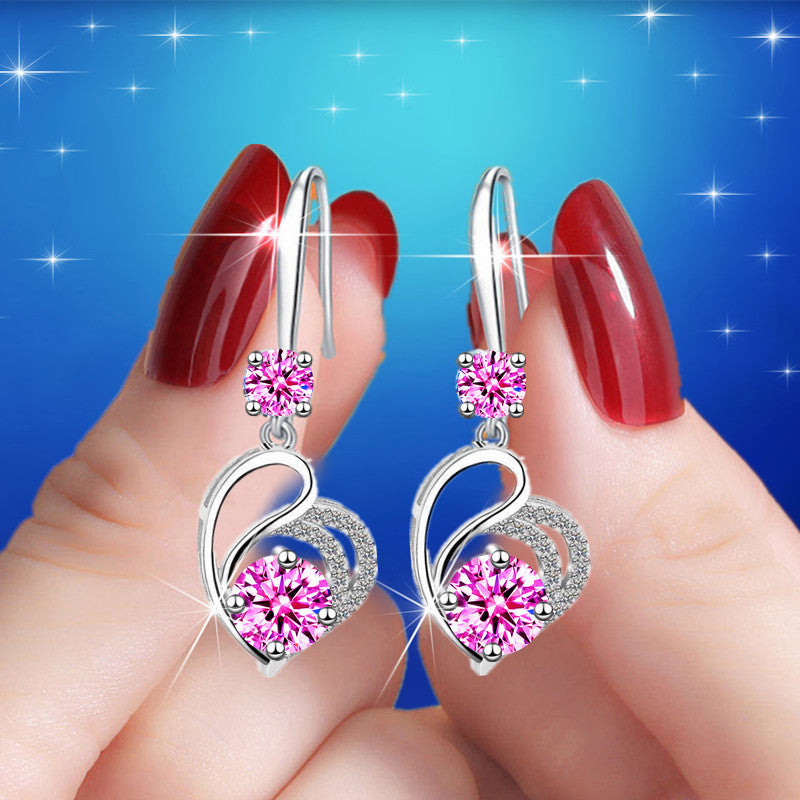 Womens Korean-style Delicate Heart-shaped Midi Earrings