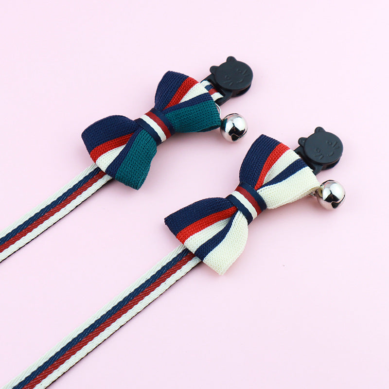 Pet Collar British-Style Striped Bow Tie, Cat Anti-Strangle Collar