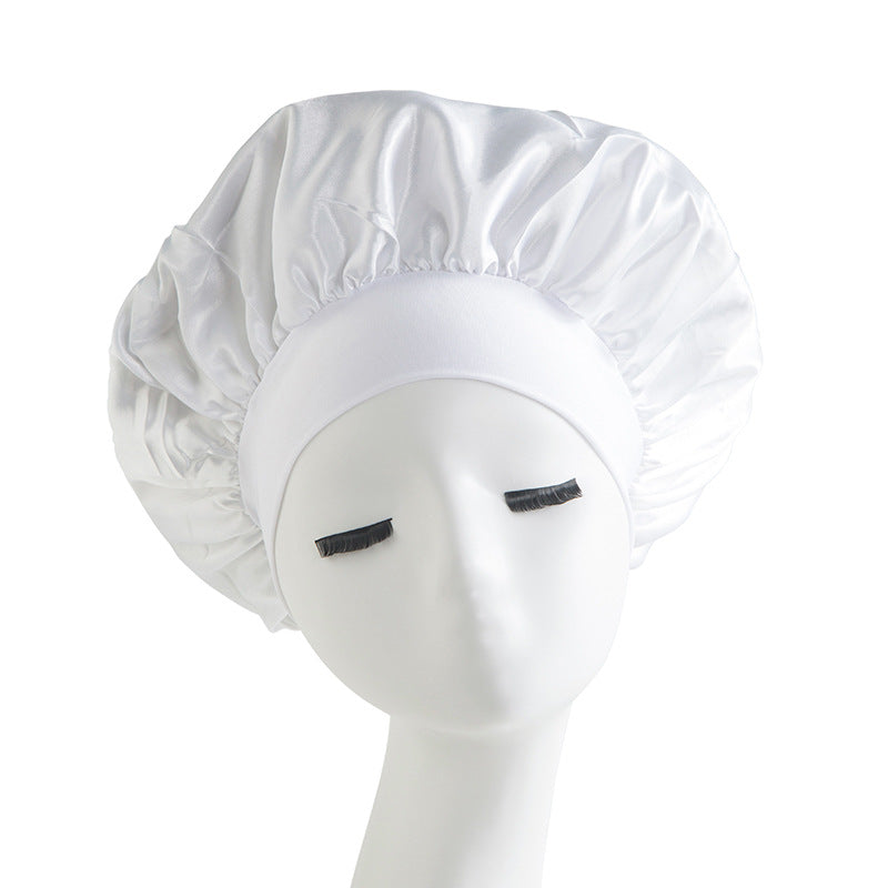 Wide-brimmed High Elastic Headscarf Beauty Salon Shower Cap Care Satin Nightcap