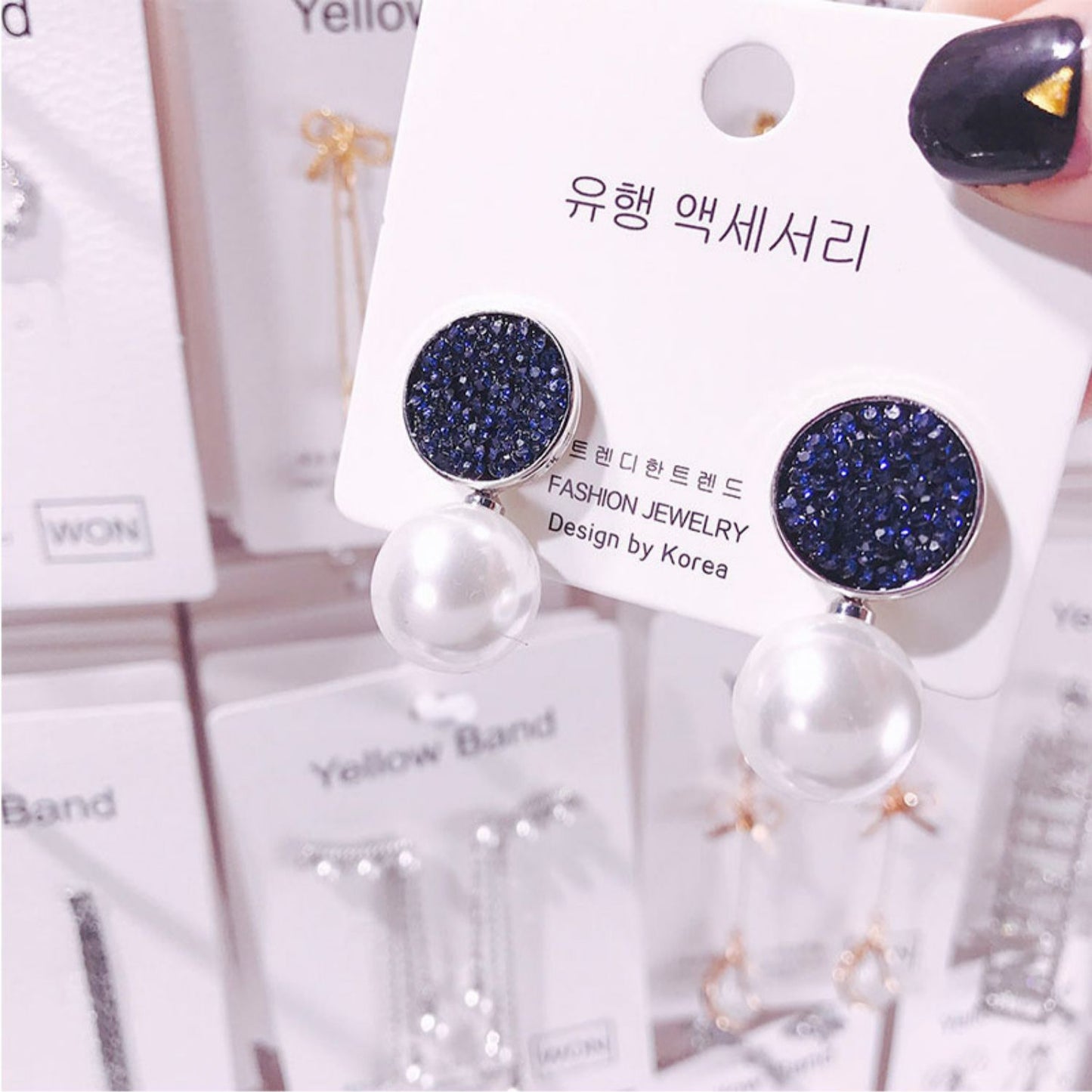 1 Pair 999 Sterling Silver Blue Crystal & Pearl Drop Stud Earrings, Elegant & Versatile, Perfect For Daily, Dating & Business, Ideal Valentine's Gift