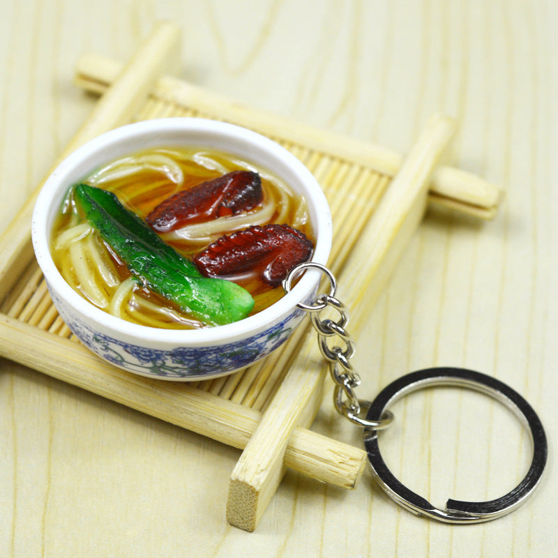 Artificial Food Pendant PVC Egg Noodle Keychain