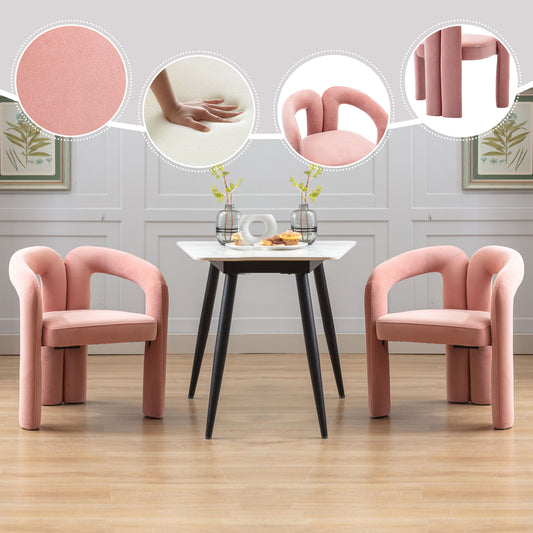 Contemporary Designed Velvet Fabric Upholstered Accent Dining Chair  Barrel Side Chairs Kitchen Armchair For Living Room Set Of 2   Velvet