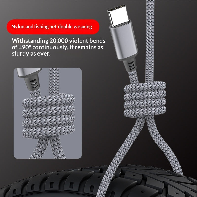 Extended PD Charging And Data Cable With Dual Type-C Connectors