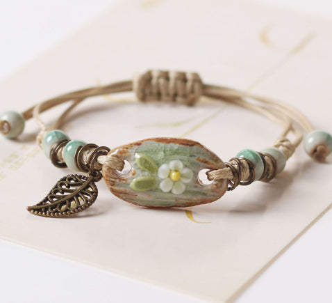 Cute Ceramic Charms And Accessories Creative, Naturally Woven Friendship Bracelets