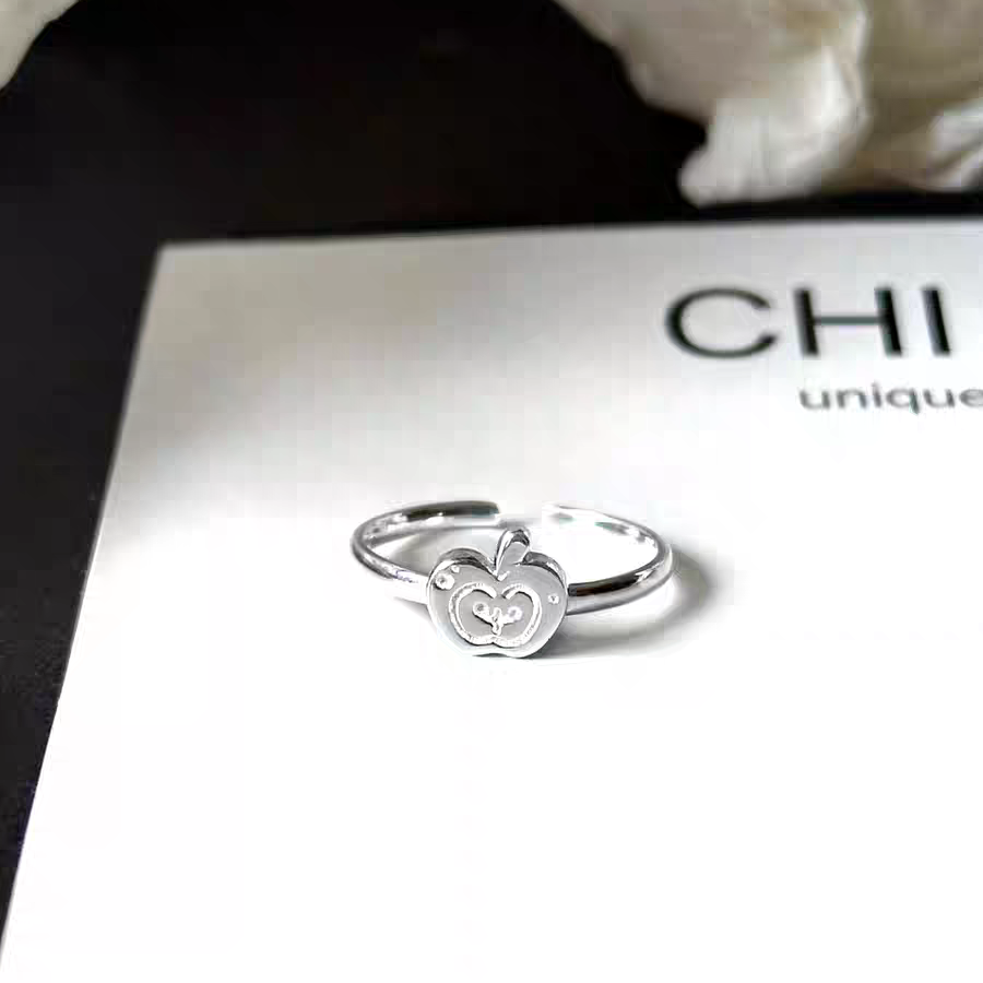 1pc 999 Sterling Silver Apple Open Ring, Minimalist Style, Perfect For Daily Wear And Christmas Eve Valentine's Gift