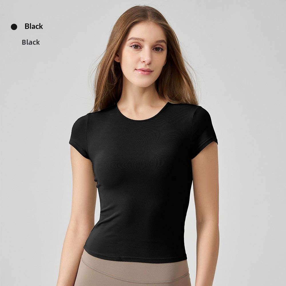 Nude-feel Yoga Short-sleeve Running T-shirt Waist-cinching And Slimming Breathable And Comfortable