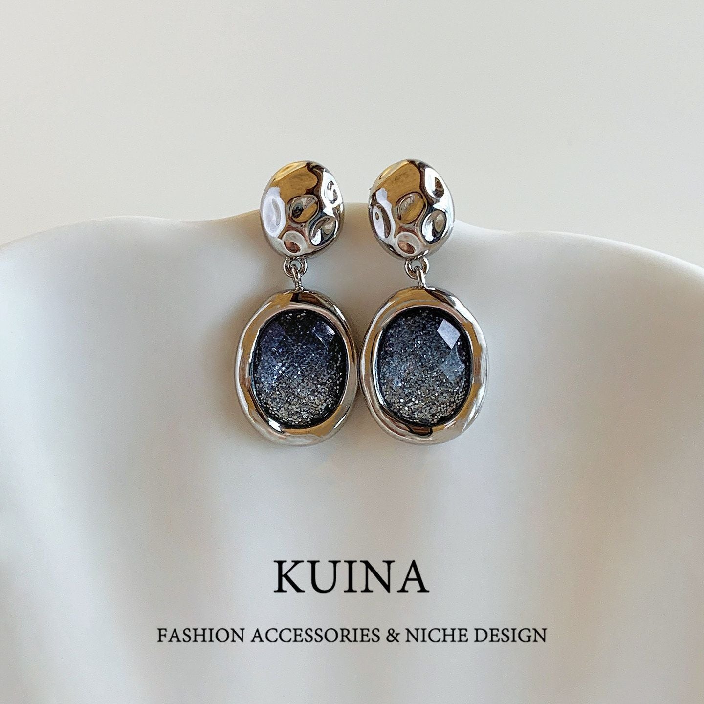 2026 New Blue Starry Sky Drop & Stud Earrings For Women, Elegant Light Luxury High-End Unique Pretty Fashion Ear Jewelry
