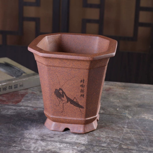 Zisha Flower Pot Desktop Chinese-style Indoor Desk Decoration