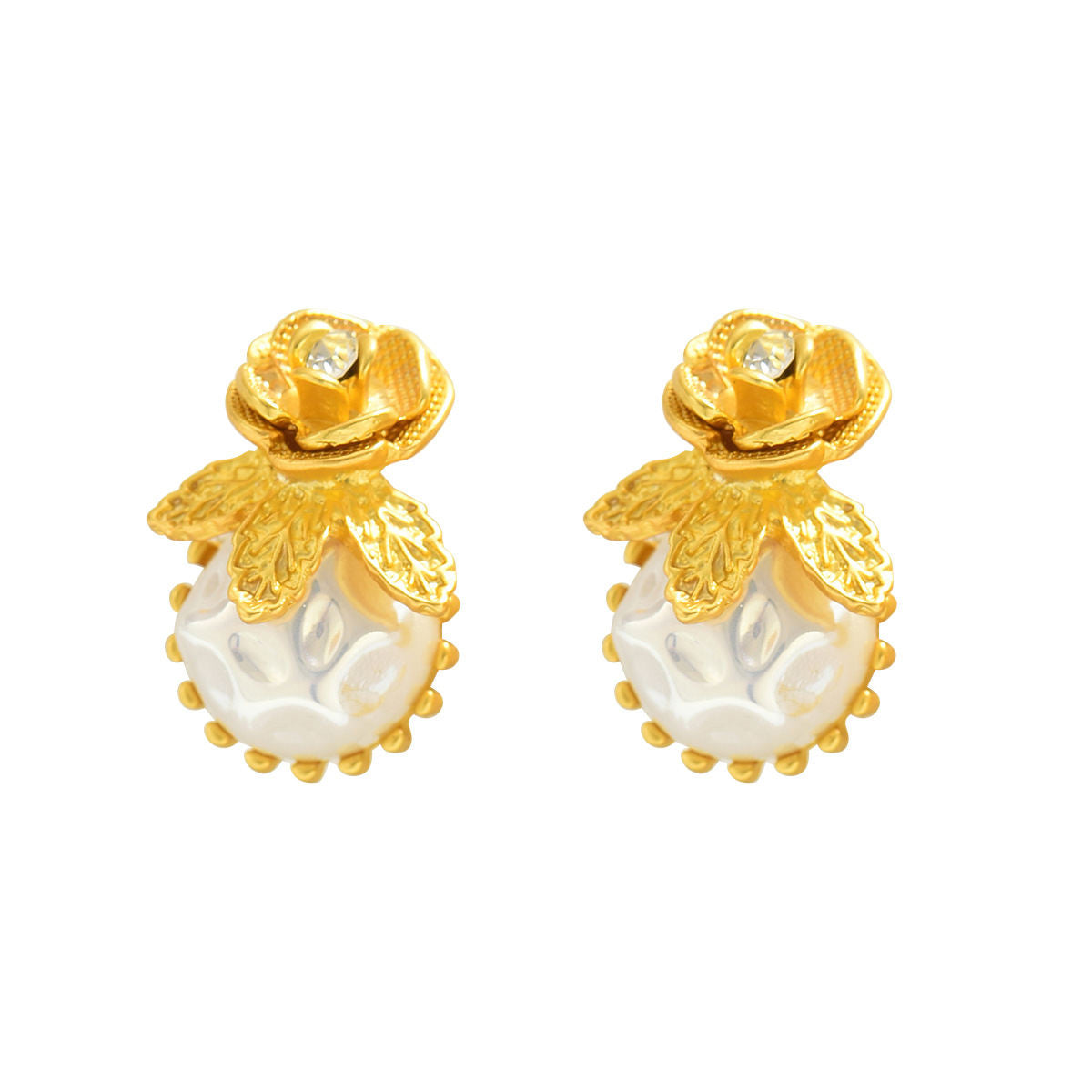 Ins Japanese Korean Elegant Camellia Rose Floral Stud Earrings, Niche Petal Shape Design Inlaid Cubic Zirconia, Premium Texture Trendy Daily Ear Jewelry For Ladies