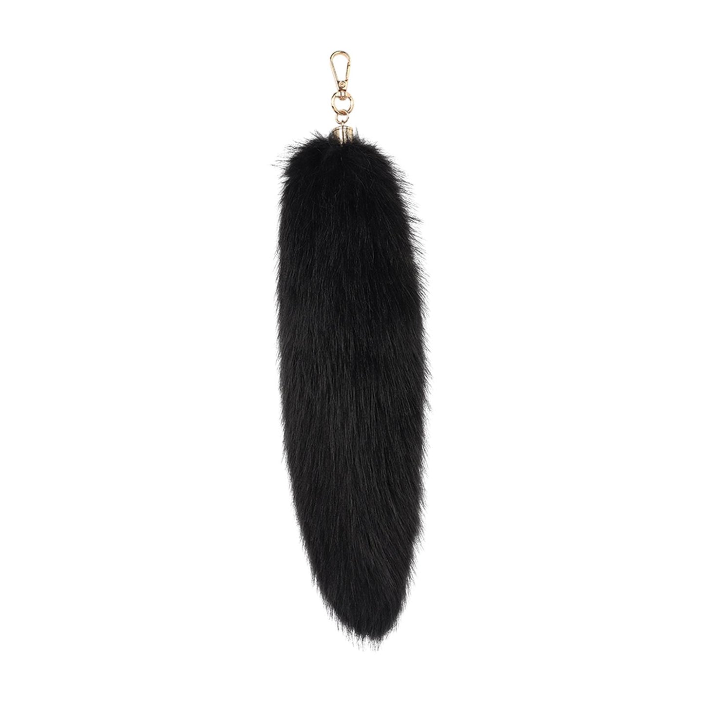 Faux Fur Tails Pendant Keyring Charm Furry Adults Gifts Handbag Purse Pendant Black