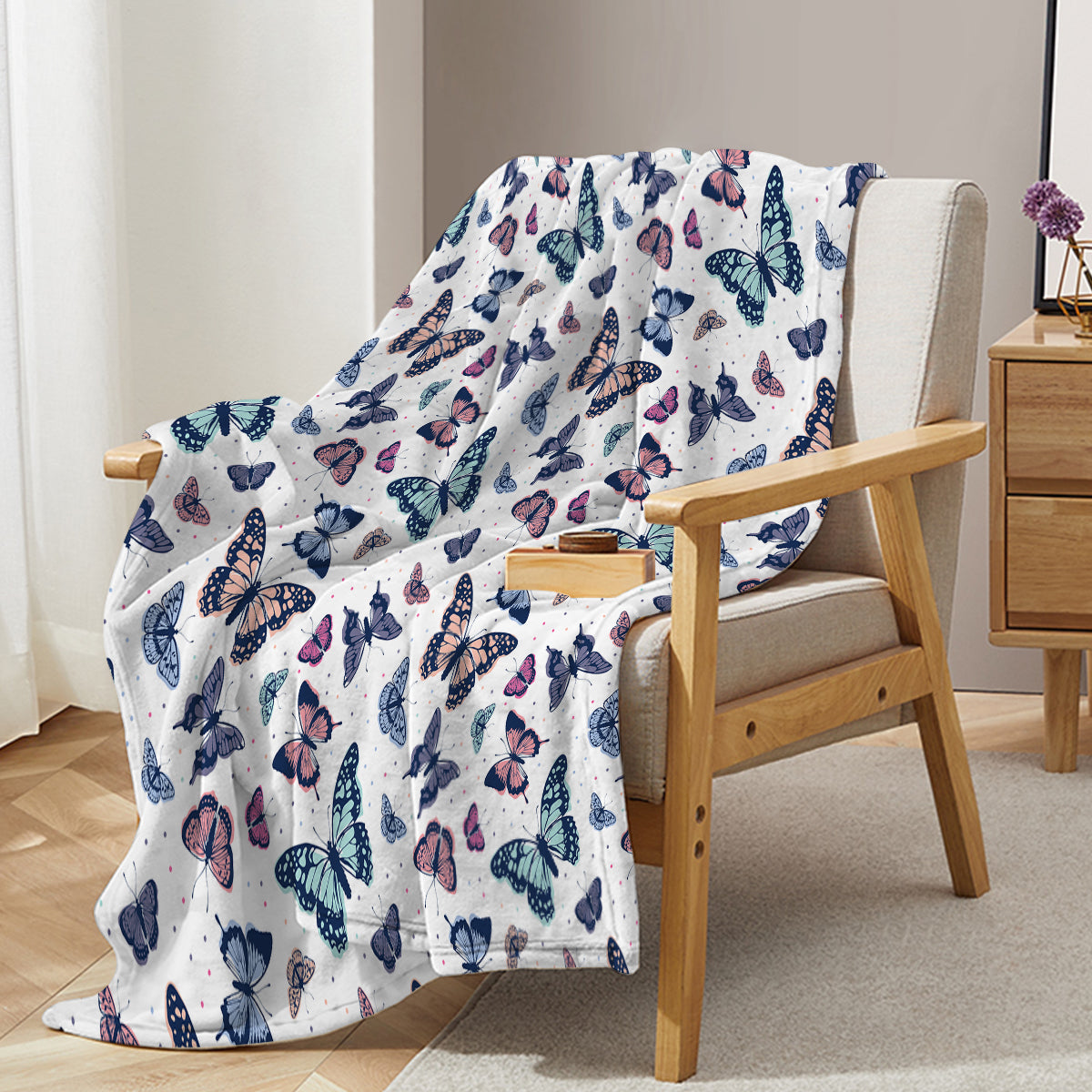 Garden Purple Butterfly Flannel Throw Blanket Soft Blankets And Throws Lightweight Plush Butterflies Lovers Gifts For Women Kids Girls