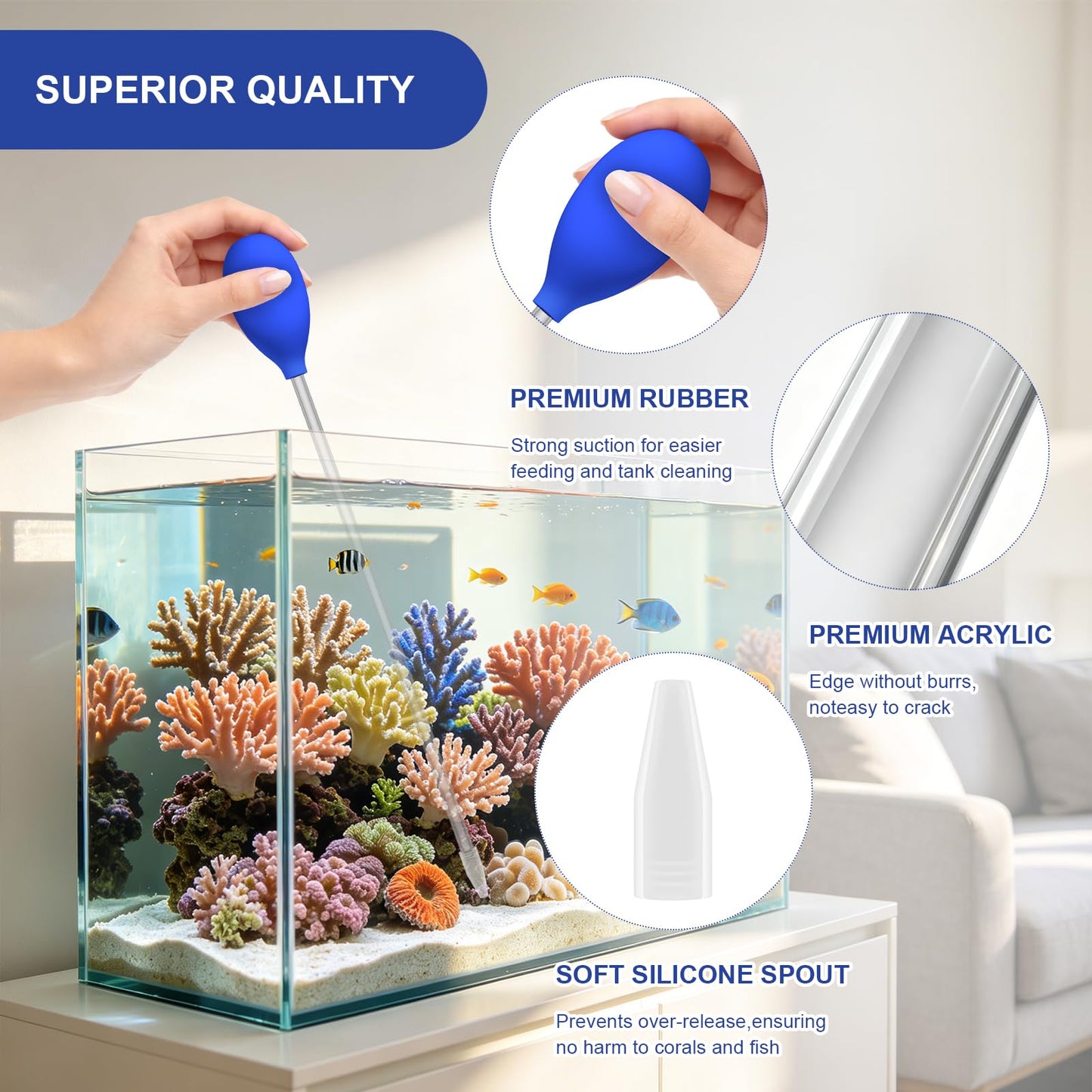 18.5in Coral Food Feeder Pipette For Axolotl Tank, Long Aquarium Spot Feeding Tube For Reef Marine Fish, Aquatic Plant Fertilizer Syringe, Fish Tank Accessories, 2 Pcs