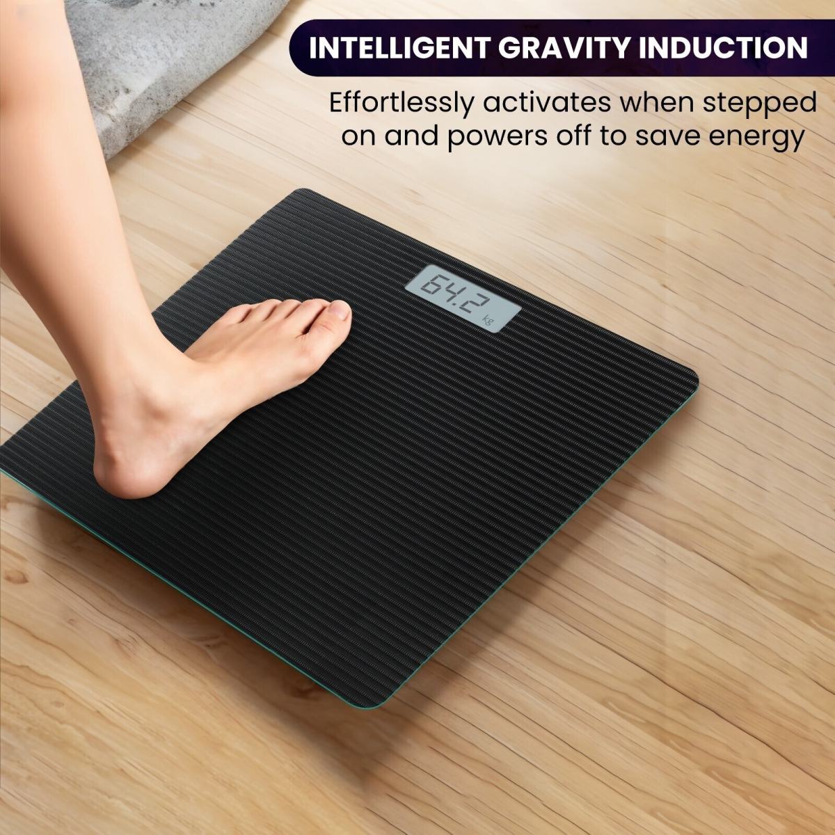Black-Digital Bathroom Scales 180KG Body Weight Weighing Scale Smart LED Electronic