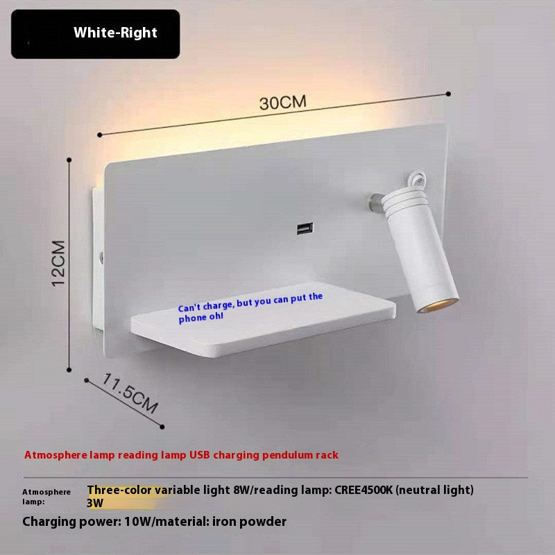 Bedside Wall Lamp Bedroom Modern Minimalist USB Mobile Phone Wireless Charging