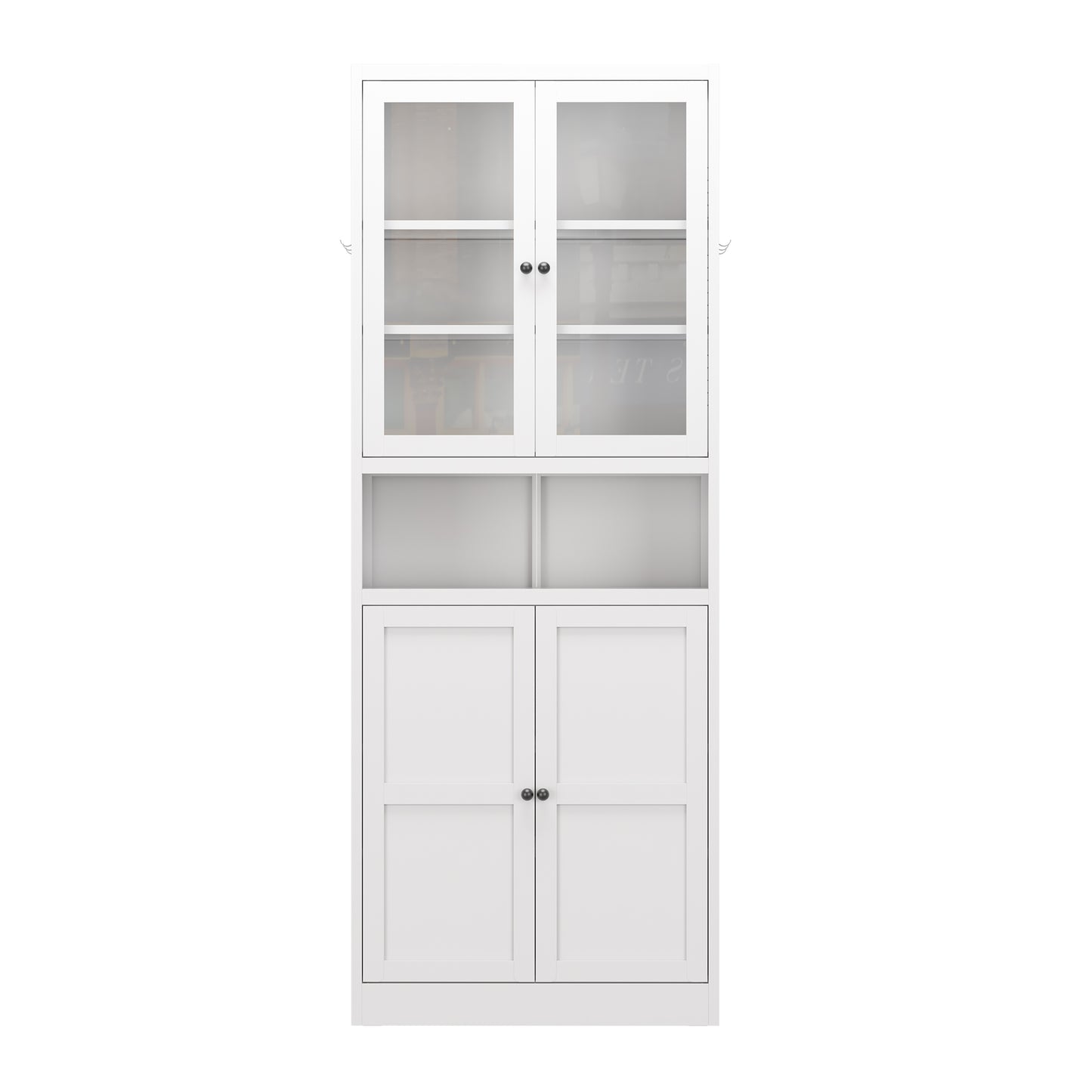 Metal Kitchen Pantry Cabinet - 72  Tall Storage With Adjustable Shelves  White , Heavy Duty Stainless Steel Frame, Freestanding Cabinet For Kitchen Pantry Bathroom