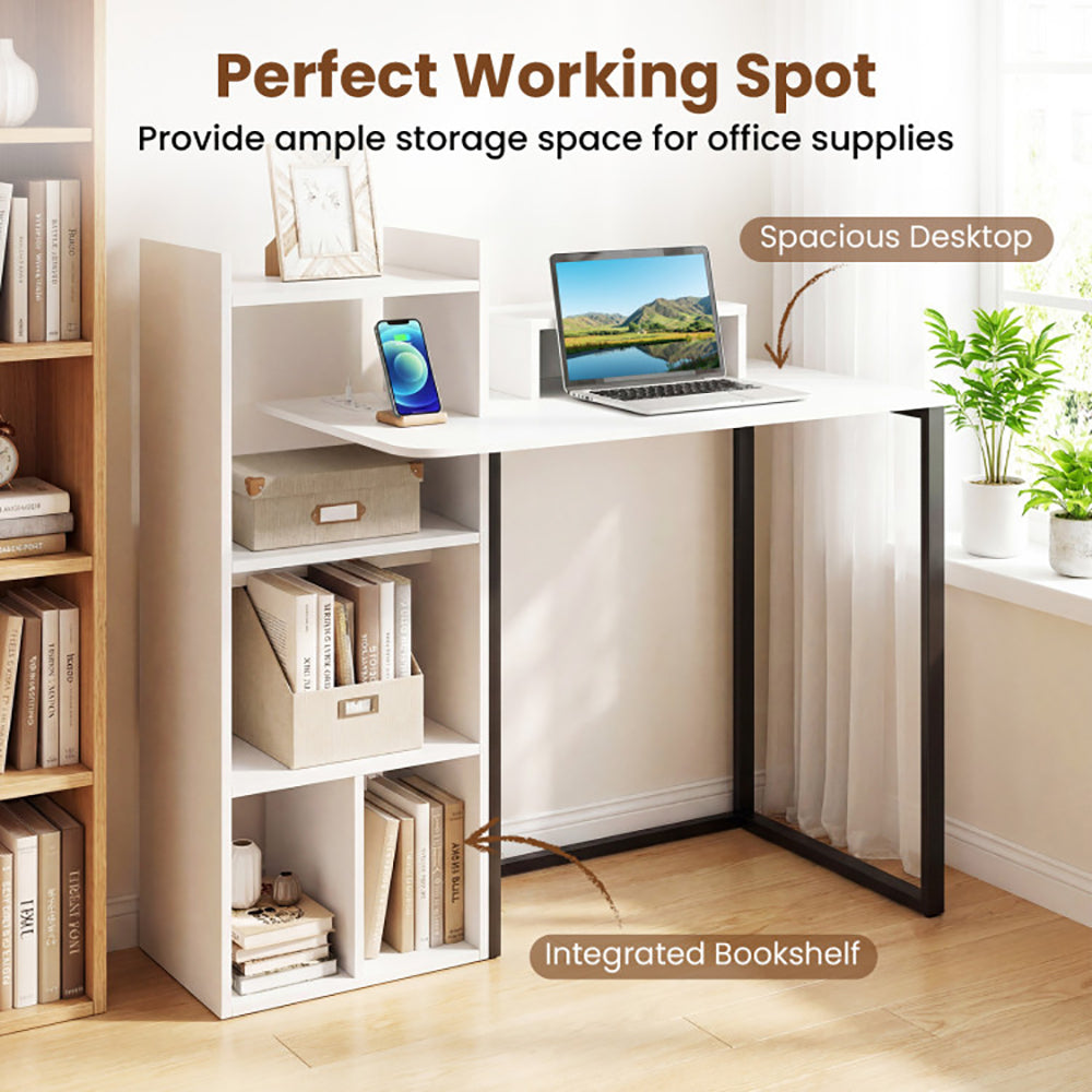 Computer Desk With Charging Station And Ergonomic Monitor Stand With Non-slip Foot Pads For Living Room, Bedroom, Study And Office