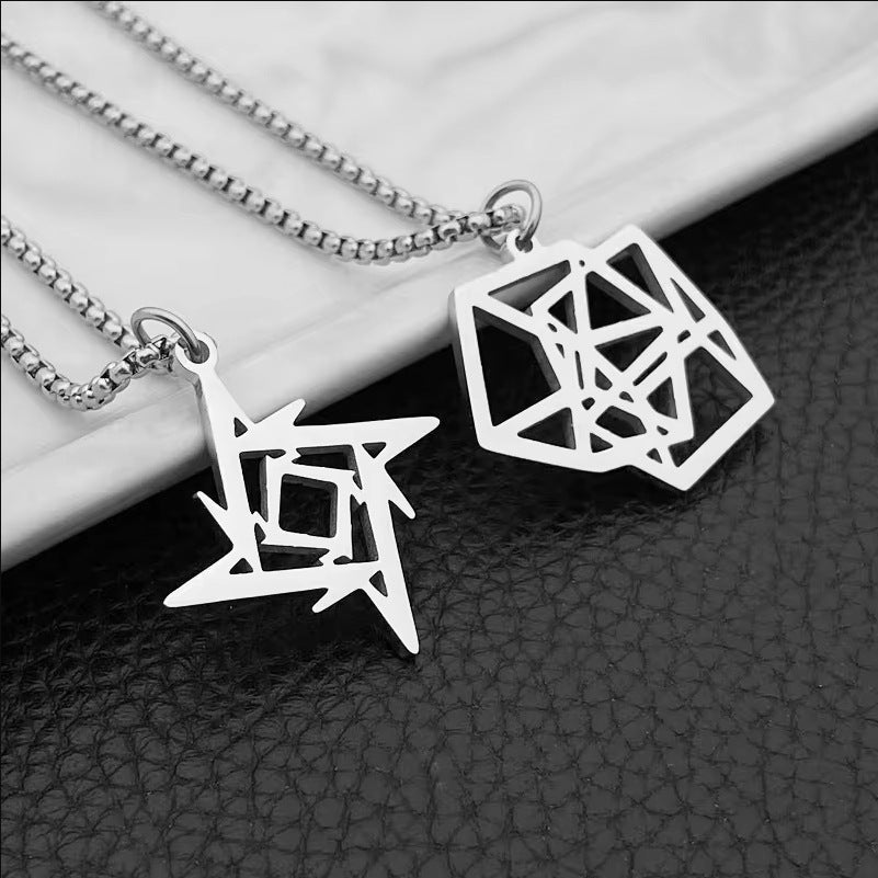 Simple Geometric Pendant Men's Necklace Square Street Rock Hip Hop Stainless Steel Accessories