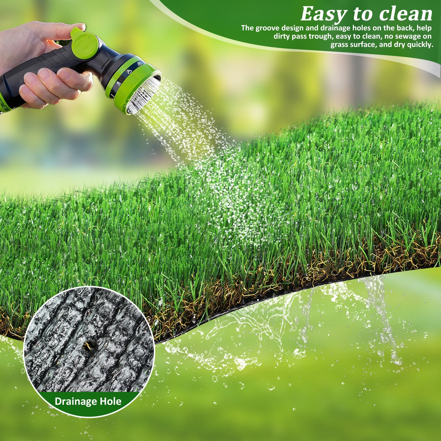 6.5FTX33FT Outdoor Artificial Grass Runner Rug, Thick Realistic Fake Grass Roll Decor Patio Balcony Garden Lawn, Dog Pets Turf Drain Mat, 1.38 Pile Height