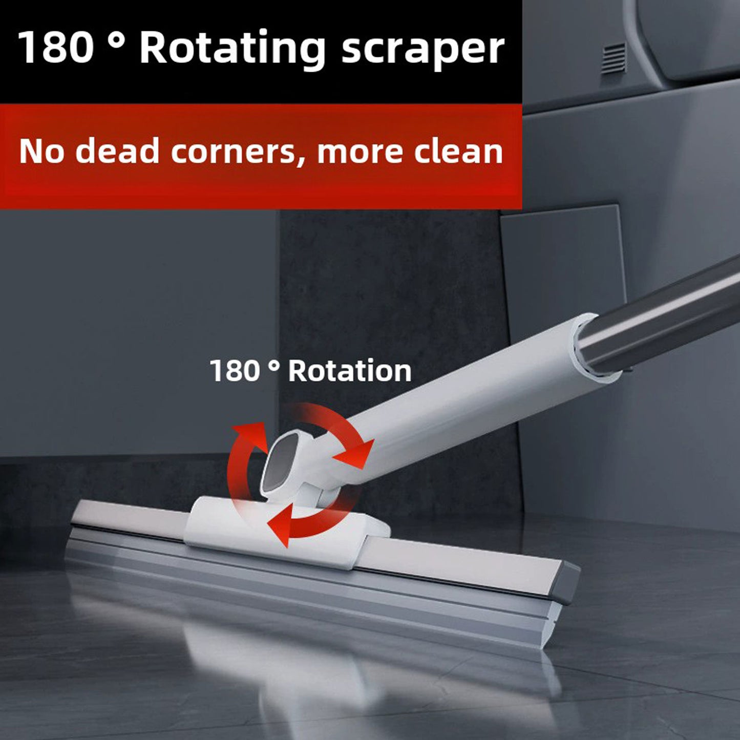 Broom Folding Dustpan Set Combination Household Broom Wiper Blade Hair Sweeping-Only 1pc Silicone Broom Floor Scraper, White Width 36cm, Length Approximately 132cm