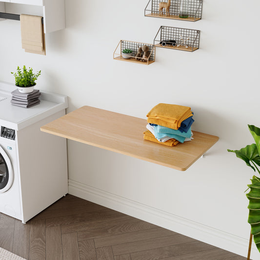 Laundry Room Folding Table Wall Mounted Folding Table For Small Spaces,Fold Down Desk,Workbench,Addition To Garage & Shed Home Office Laundry Room Home Bar Kitchen & Dining Room,45x22x6.5 Inches.
