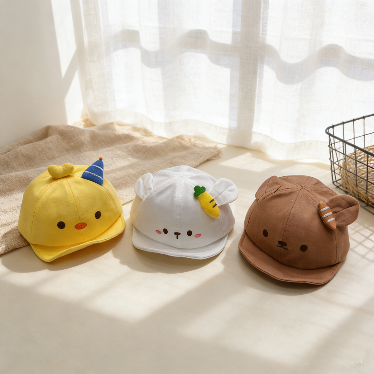 Children's Single-color Cartoon Embroidered Animal-shaped Adjustable Cute Casual Soft-brimmed Baseball Cap, Suitable For Outdoor Travel