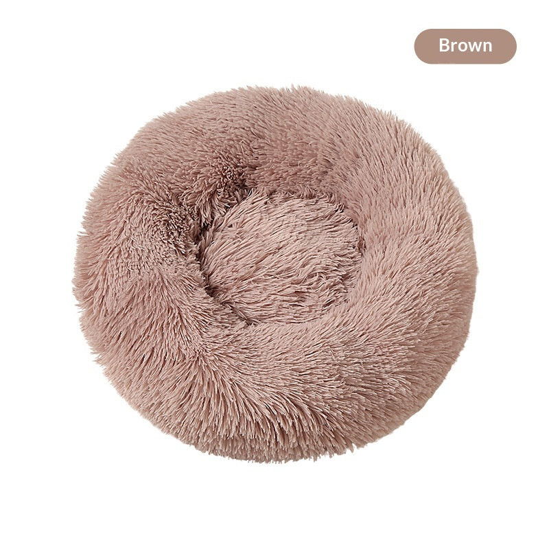 Round Plush Pet Bed, Winter Warmth For Dogs And Cats
