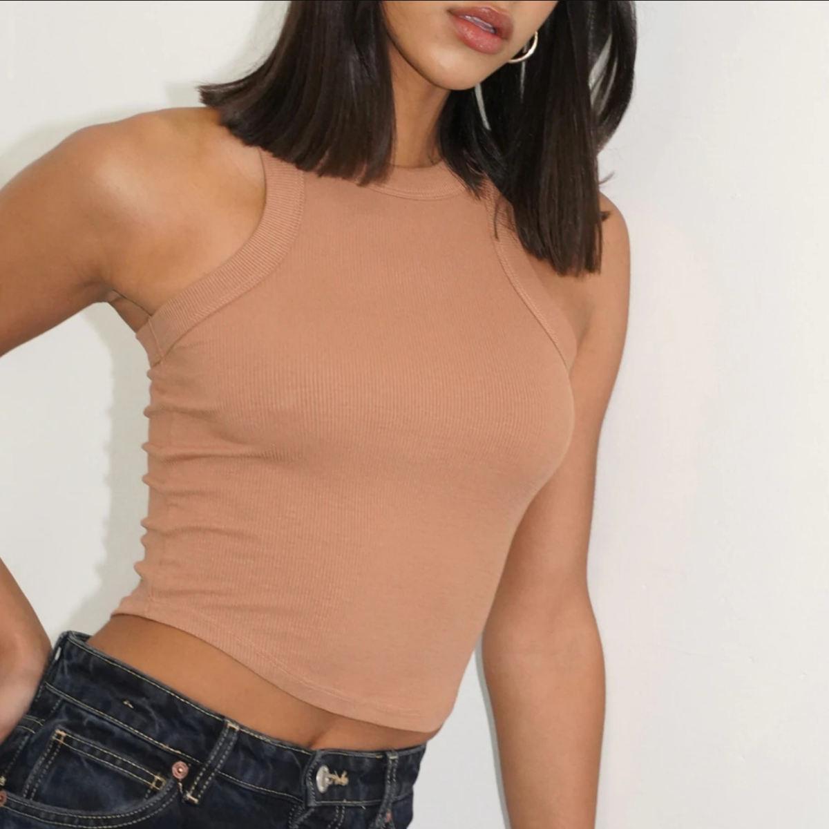 High Round Neck Short Wide-brimmed Yoga Vest Transport Top