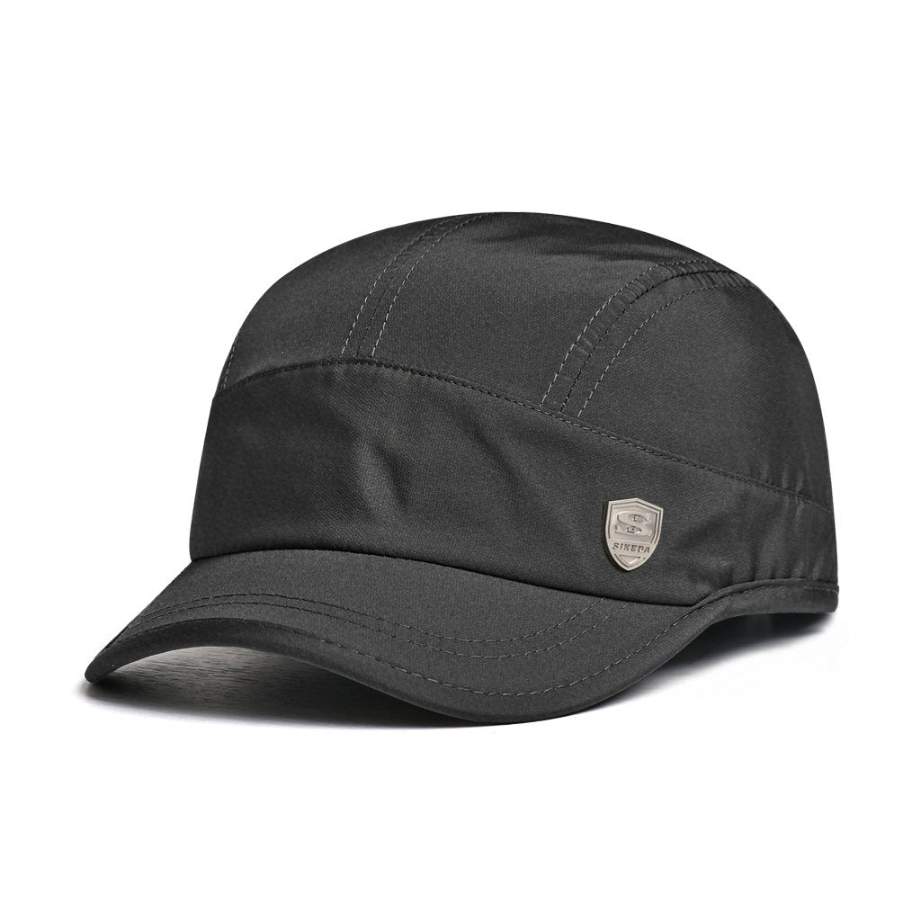 Lightweight, Breathable, Quick-drying Baseball Cap With Metal Emblem, Short Brim, Dome-shaped, Outdoor Casual Beanie Hat