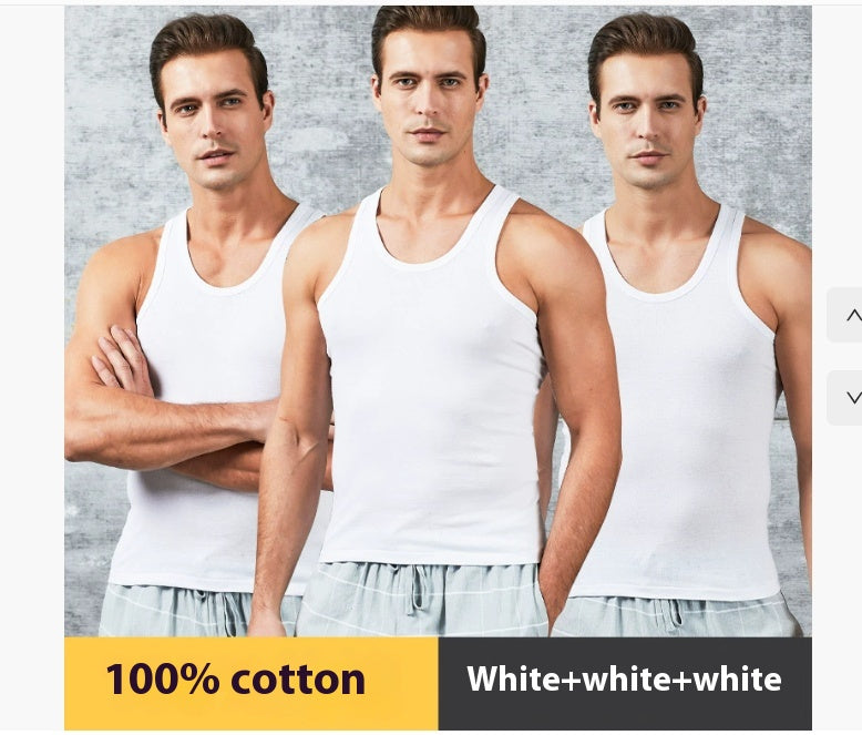 ALSHOW Best Sellers Stretchy Men Vest Pure Cotton Breathable Round Neckline Vest for Men coarse-pitch thread
