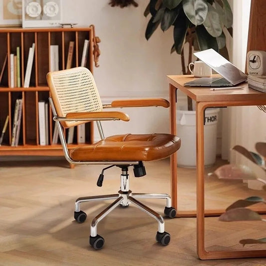 Retro-style Home Office Computer Chair Made From Imitation Rattan