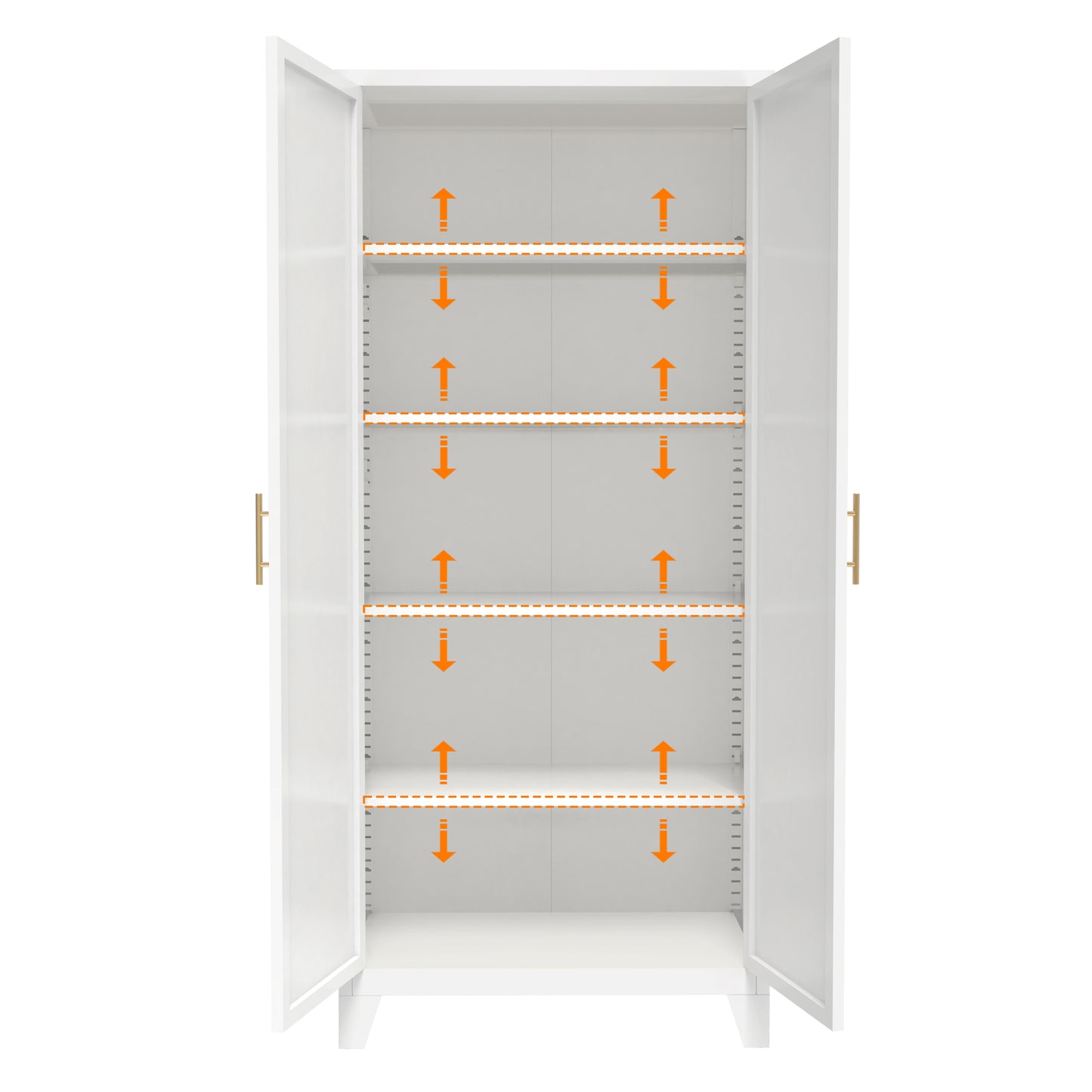 71 2 Shapely Doors Cabinet, Metal Storage Cabinet With Doors And Adjustable Shelves, For Bedroom, Living Room, Kitchen White