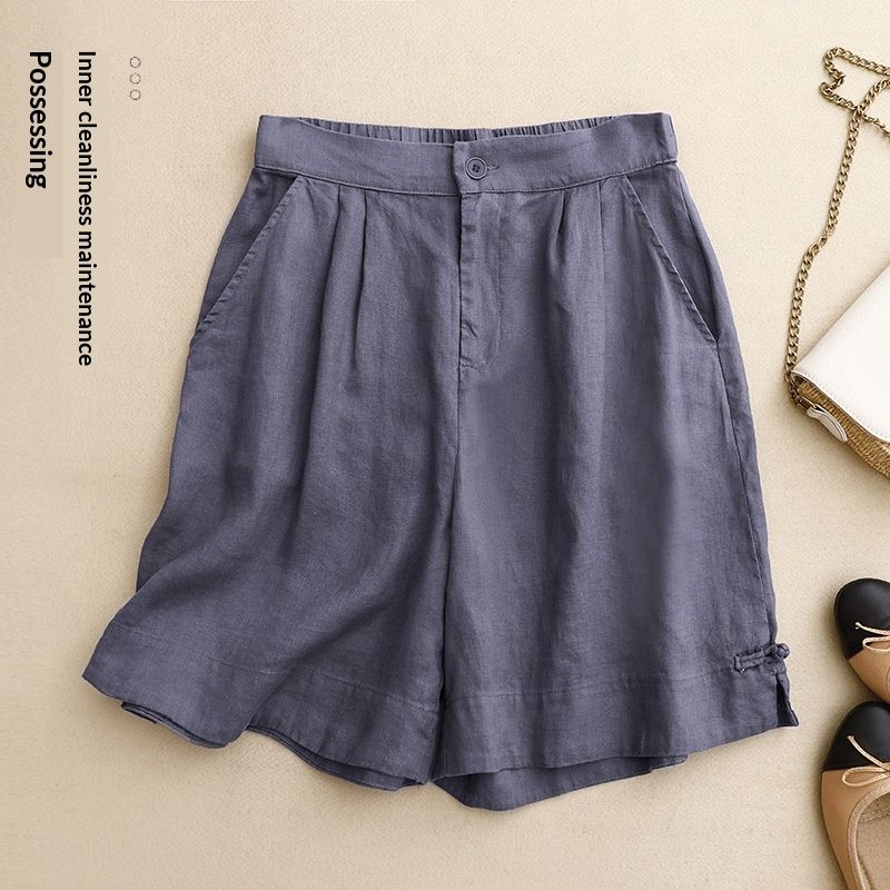 Womens Summer New Wide-leg Cropped Trousers
