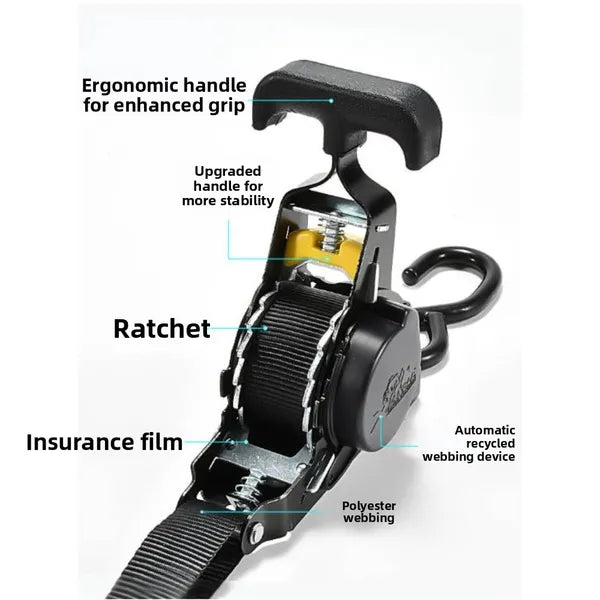 2Pcs Robust Cargo Strap Featuring Automatic Retraction, Requiring No Assembly, Allows For Easy Extension And Contraction, Making It An Ideal Gift For The Holidays