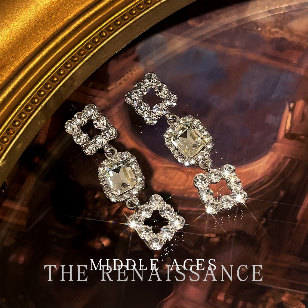 Vintage Victorian Zircon Earrings - Elaborate Retro Western Studs, Light Luxury Royal Palace Fashion Jewelry