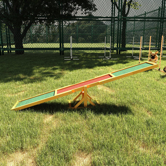Wooden Dog Agility Seesaw For Training And Exercise, Platform Equipment Run Game Toy, Weather Resistant Pet Supplies, 71" L X 12" W X 12" H, Natural