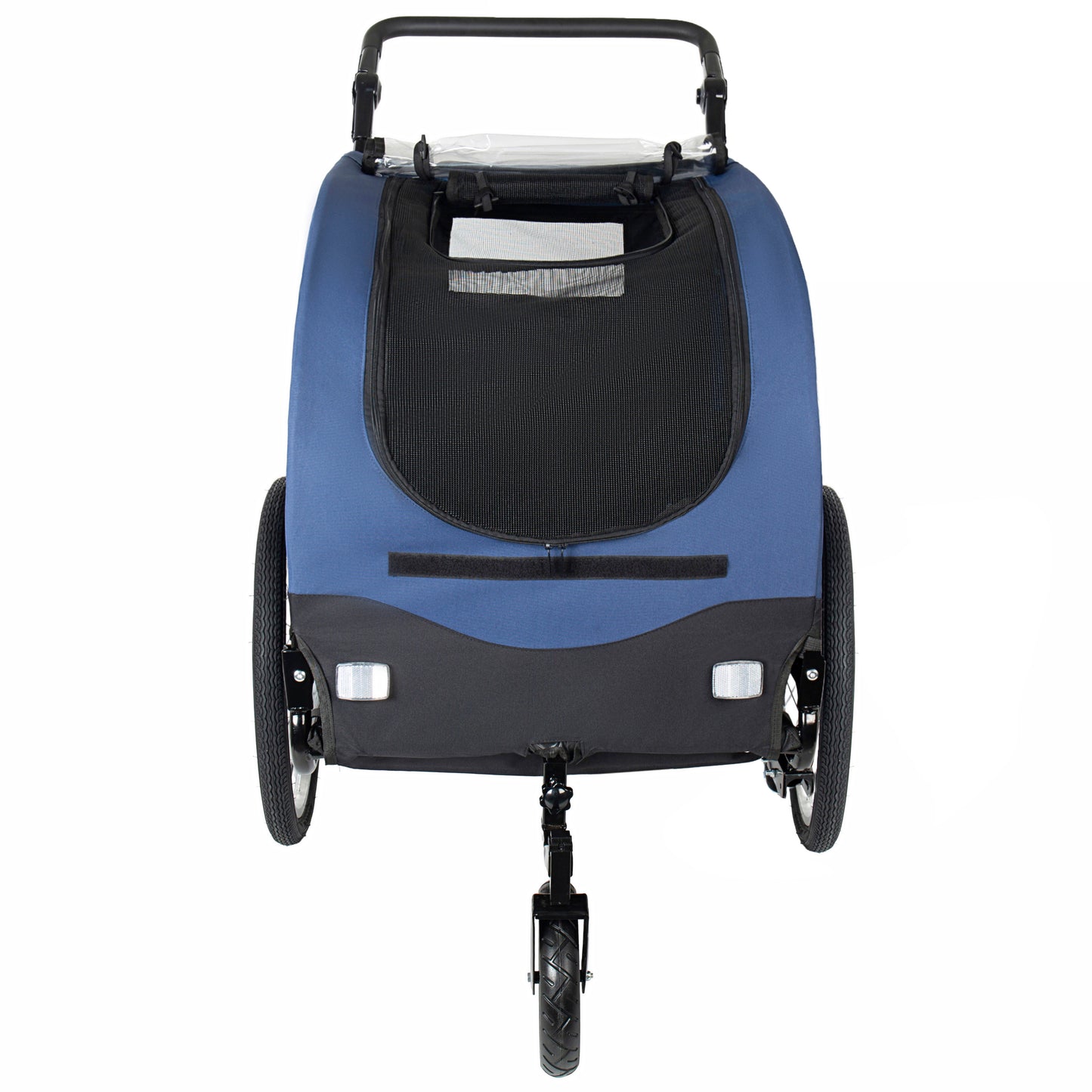 2-in-1  Bike Trailer & Pet Stroller For Dogs Up To 110lbs Foldable Pet Carrier Cart With Front Caster & 20   Quick Release Air-Filled Wheels, Breathable Mesh And PVC Rain Cover, Dark Blue