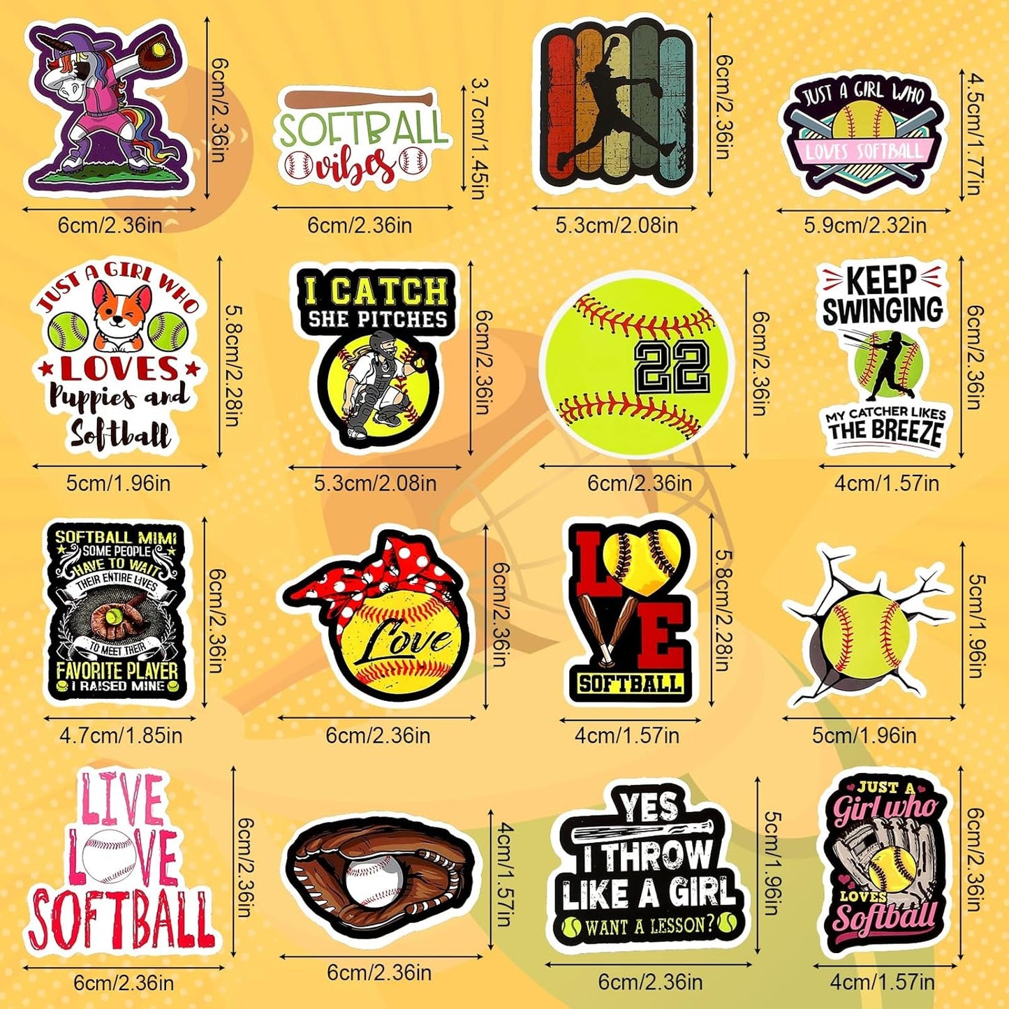 1 0 0PCS Softball Stickers, Vinyl Decal For Water Bottle Laptop Car Helmet Guitar Skateboard Softball Accessories Gifts Clearance Sale