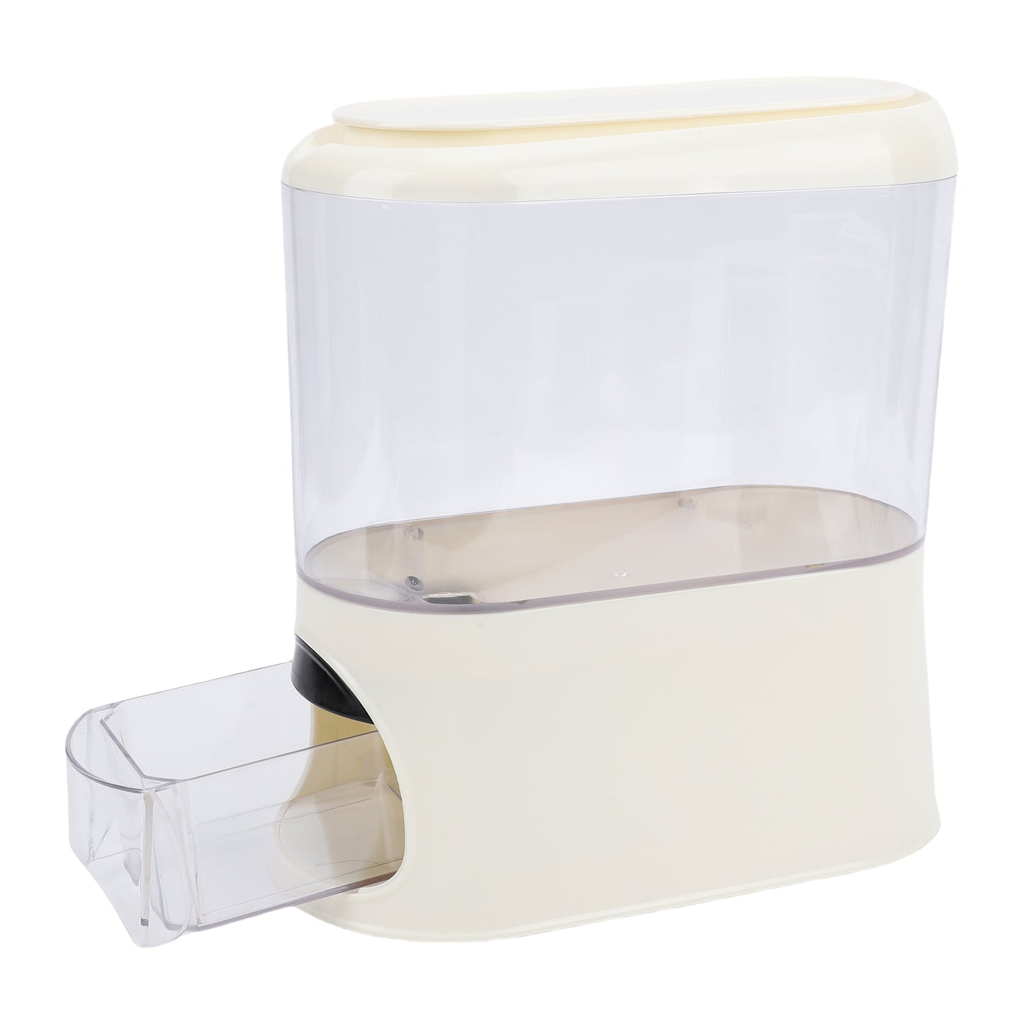 Rice Dispenser With Cup PP Sealed Clear Dry Food Storage Grain Container Bin For Pantry Home Kitchen Organization Cream White