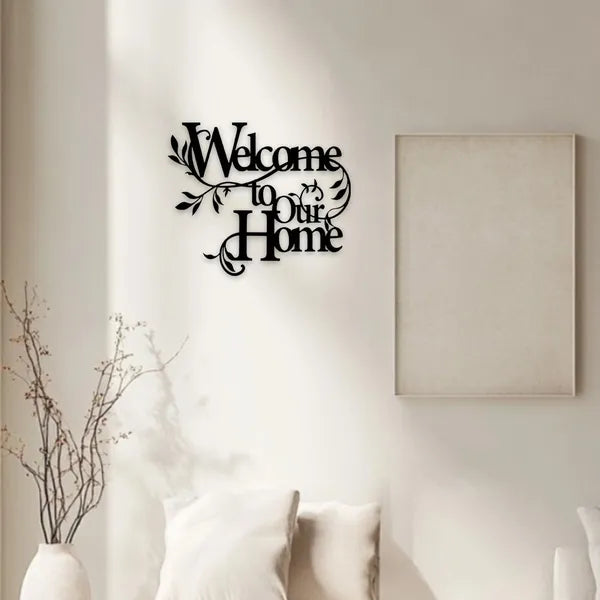 CIFbuy Iron 'Welcome To Our Home' Floral Wall Art, Cozy Style Wall Hanging, Entryway Home Decor - TikTok, Temu, Self-pickup Available