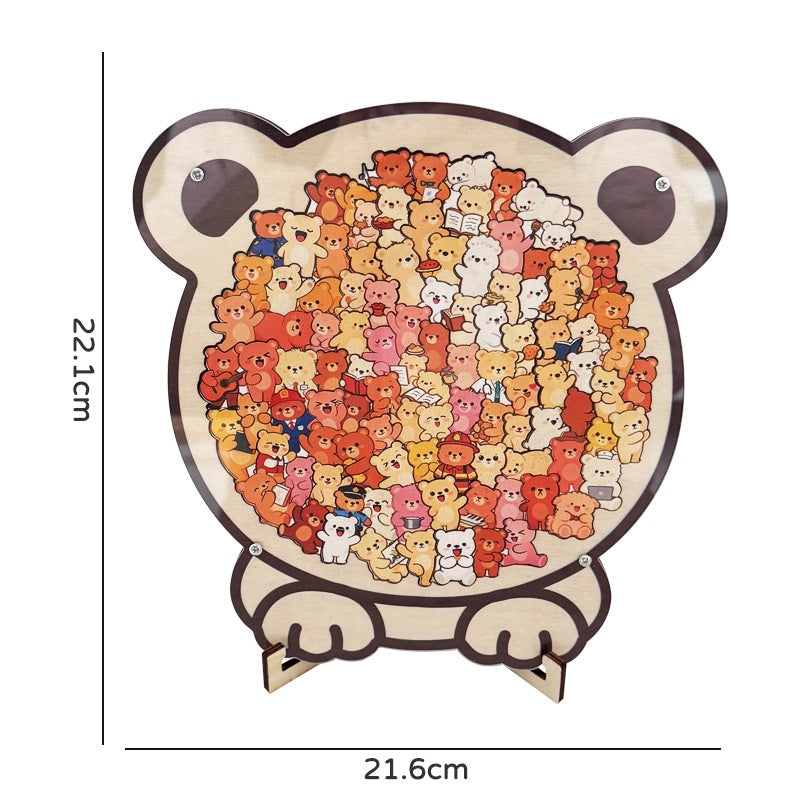 Wooden Puzzle Cute Cat Shape Challenging Irregular Pieces With Frame  3D Cat Design Wooden Jigsaw Puzzles Home Decoration Ornament Birthday Gift For Kids